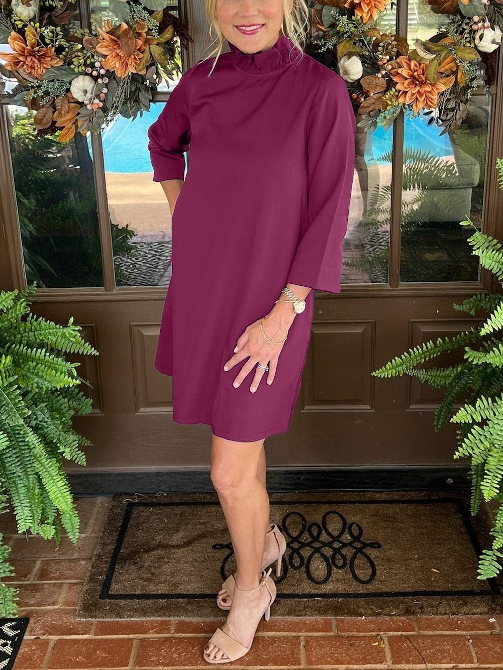 Last Day 70% OFF🔥Tied Back Bow Round Ruffled Neckline Dress with Pockets (Buy 2 Free Shipping)