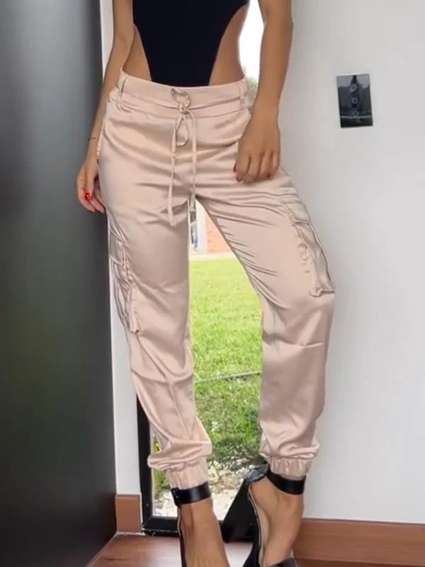 Casual Solid Color Satin Trousers(BUY 2 FREE SHIPPING)