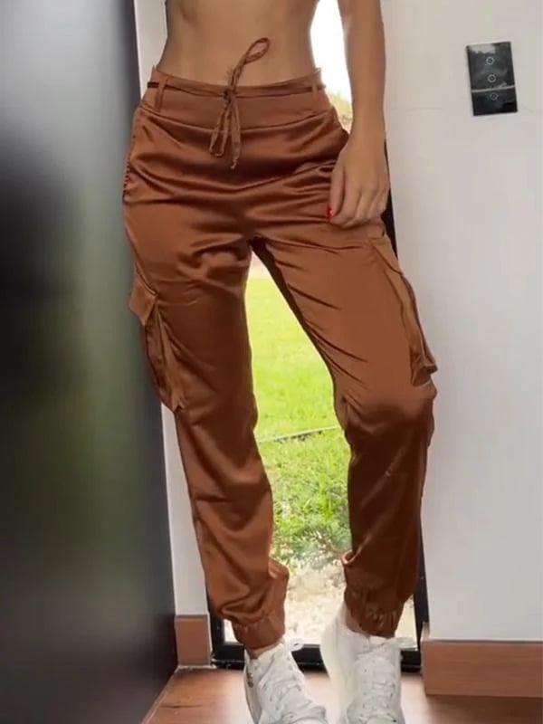 Casual Solid Color Satin Trousers(BUY 2 FREE SHIPPING)
