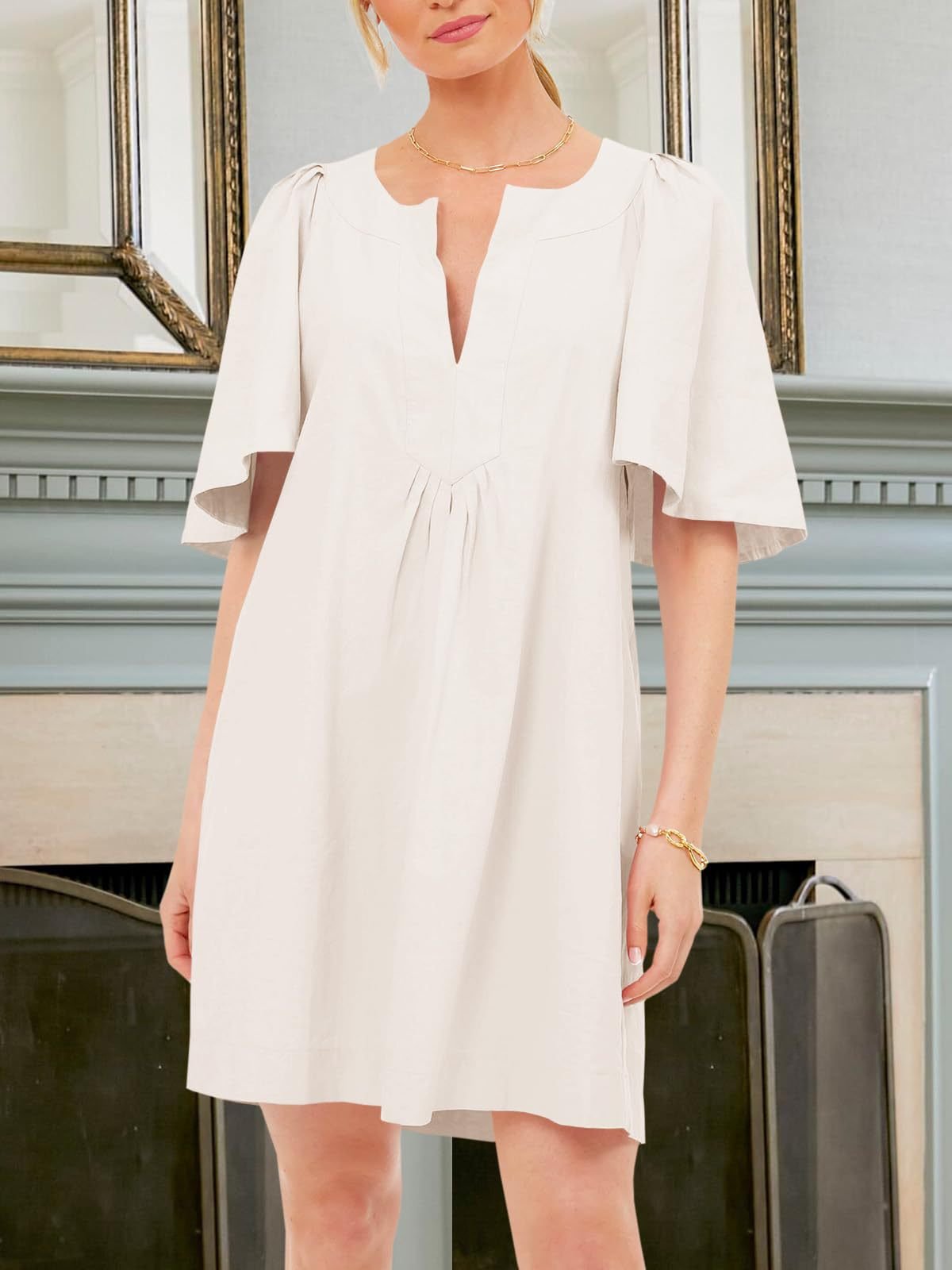 Last Day Promotion🔥Casual V Neck Flowy Mini Dress(Buy 2 Free Shipping)