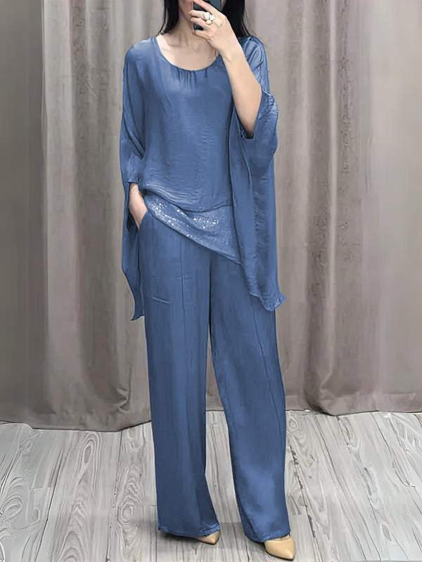 Casual Crew Neck Sequin Two-piece Suit (Buy 2 Free Shipping)