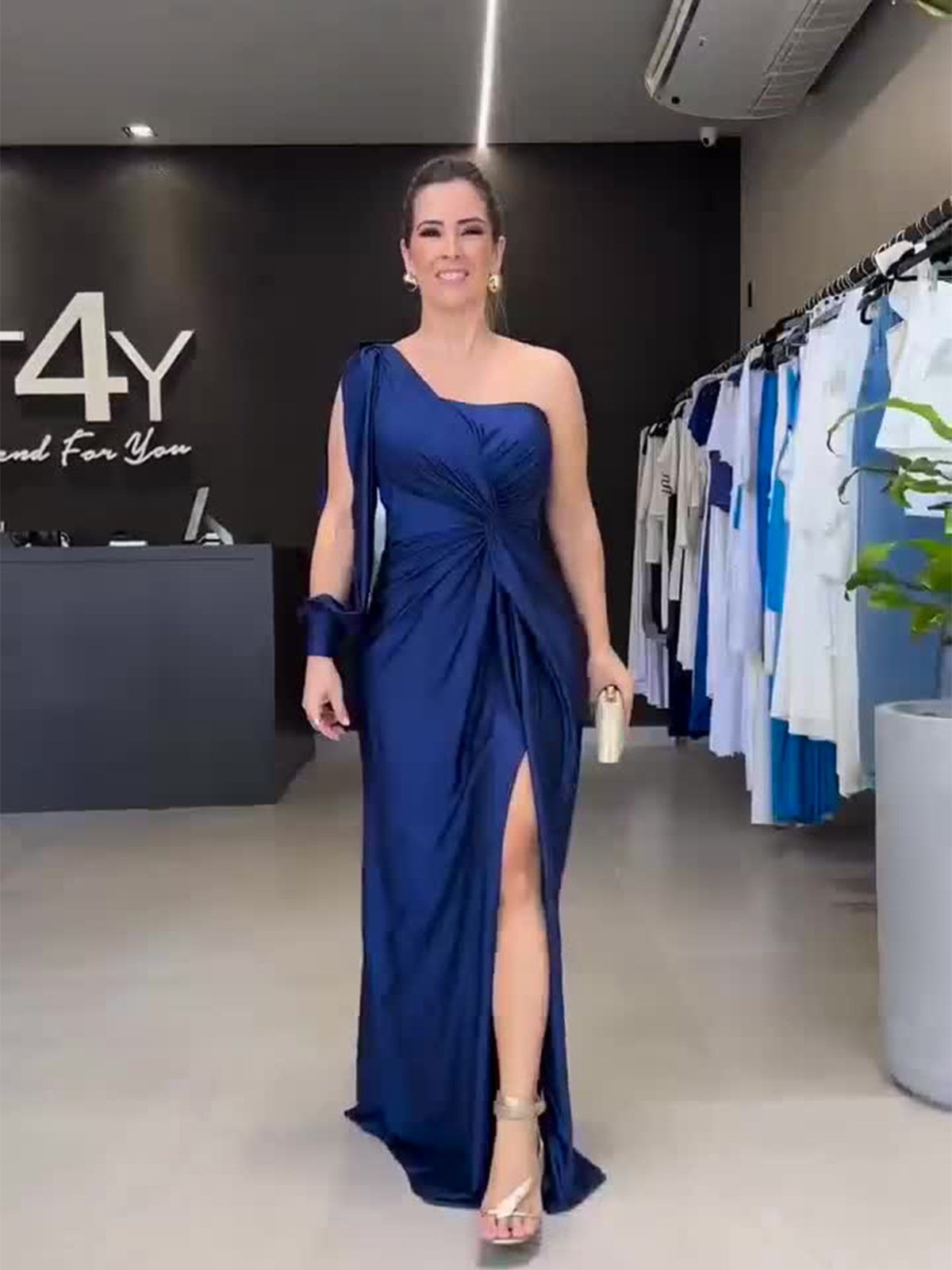 One-Shoulder Elegant Fitted Maxi Dress