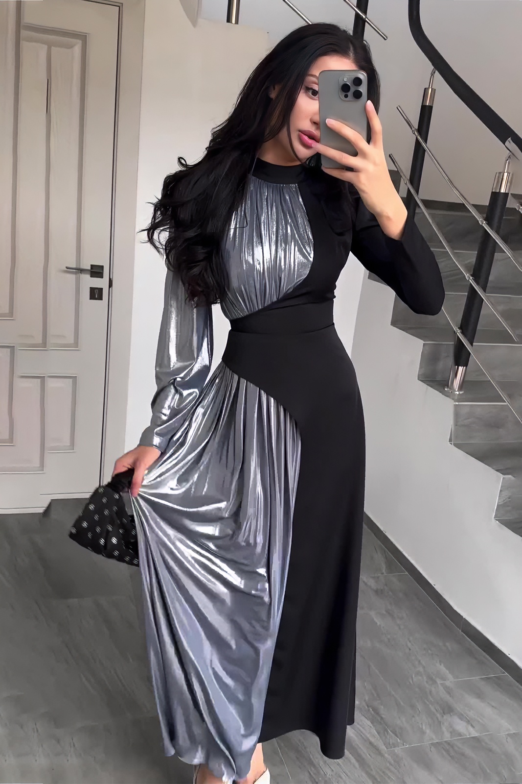 Long Sleeve Slim Belt Fashion Dress