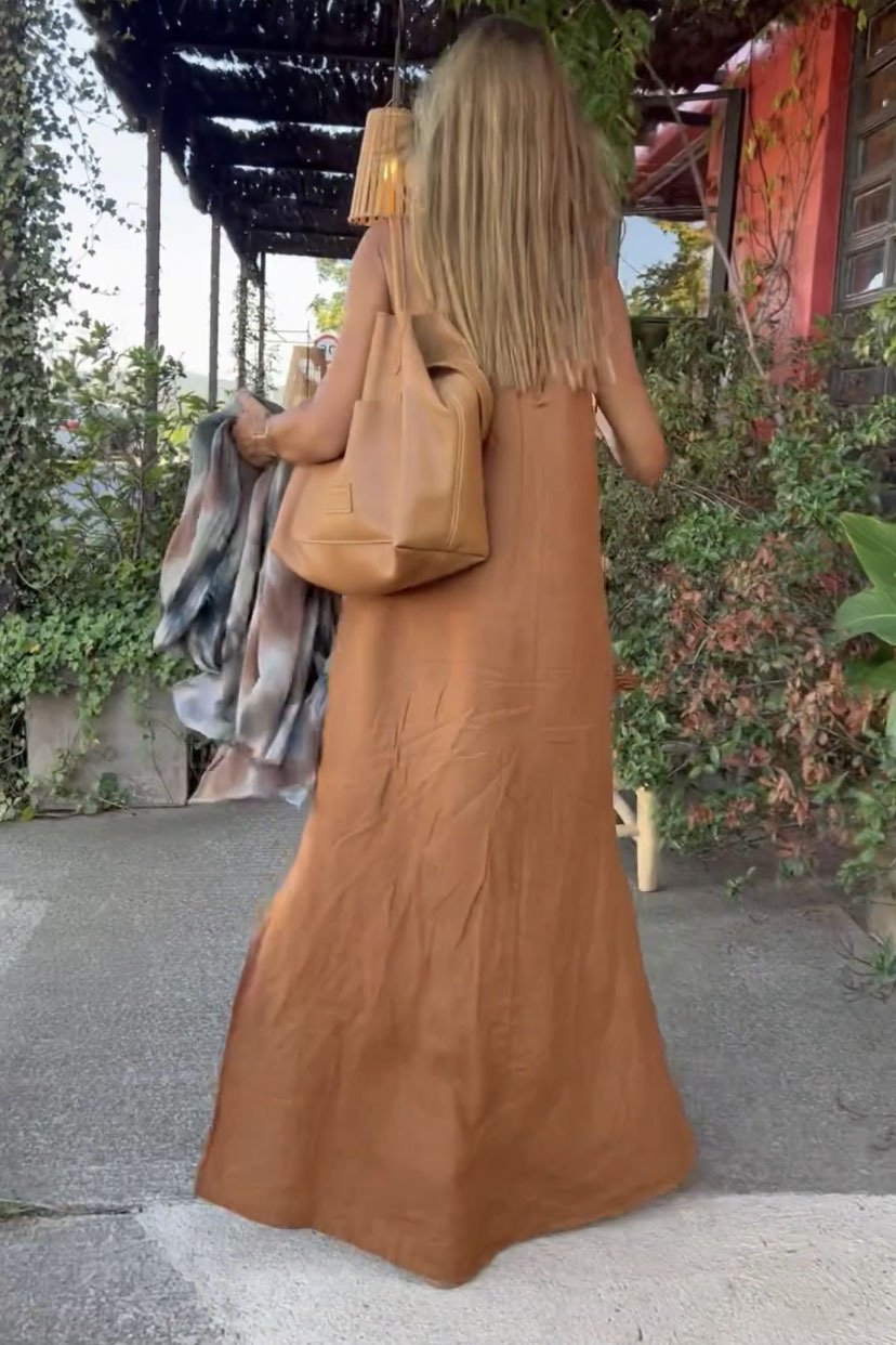 2024 Hot Sale🔥Linen Blend Halter Maxi Dress