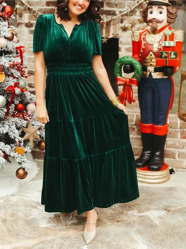 Black Friday Sale 49% OFF🔥 Women‘s Velvet Tiered Maxi Dress (Buy 2 Free Shipping)