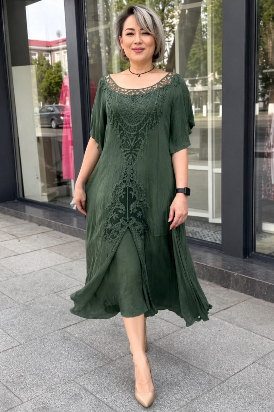 Elegant Boho Embroidered Midi Dress (Buy 2 Free Shipping)