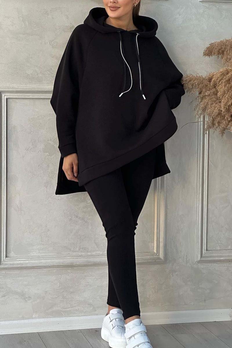 Cozy Oversized Hoodie with Side Slits and Fitted Leggings Two Piece Set (Buy 2 Free Shipping)