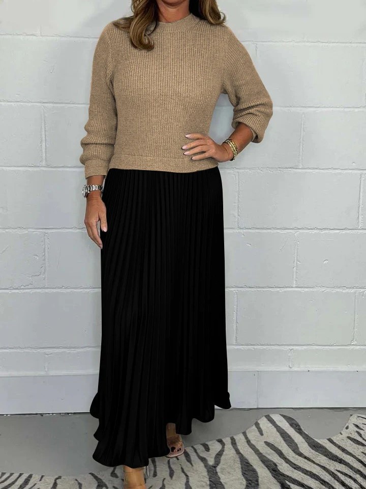 Long Sleeve Jumper & Pleated Bottom Dress (Buy 2 Free Shipping)