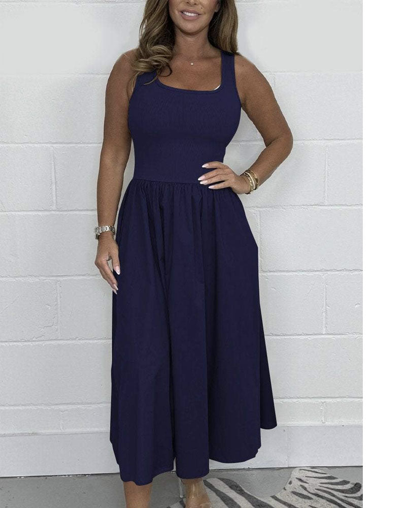 Casual Stretch Tank Pocket Midi Dress (Buy 2 Free Shipping)