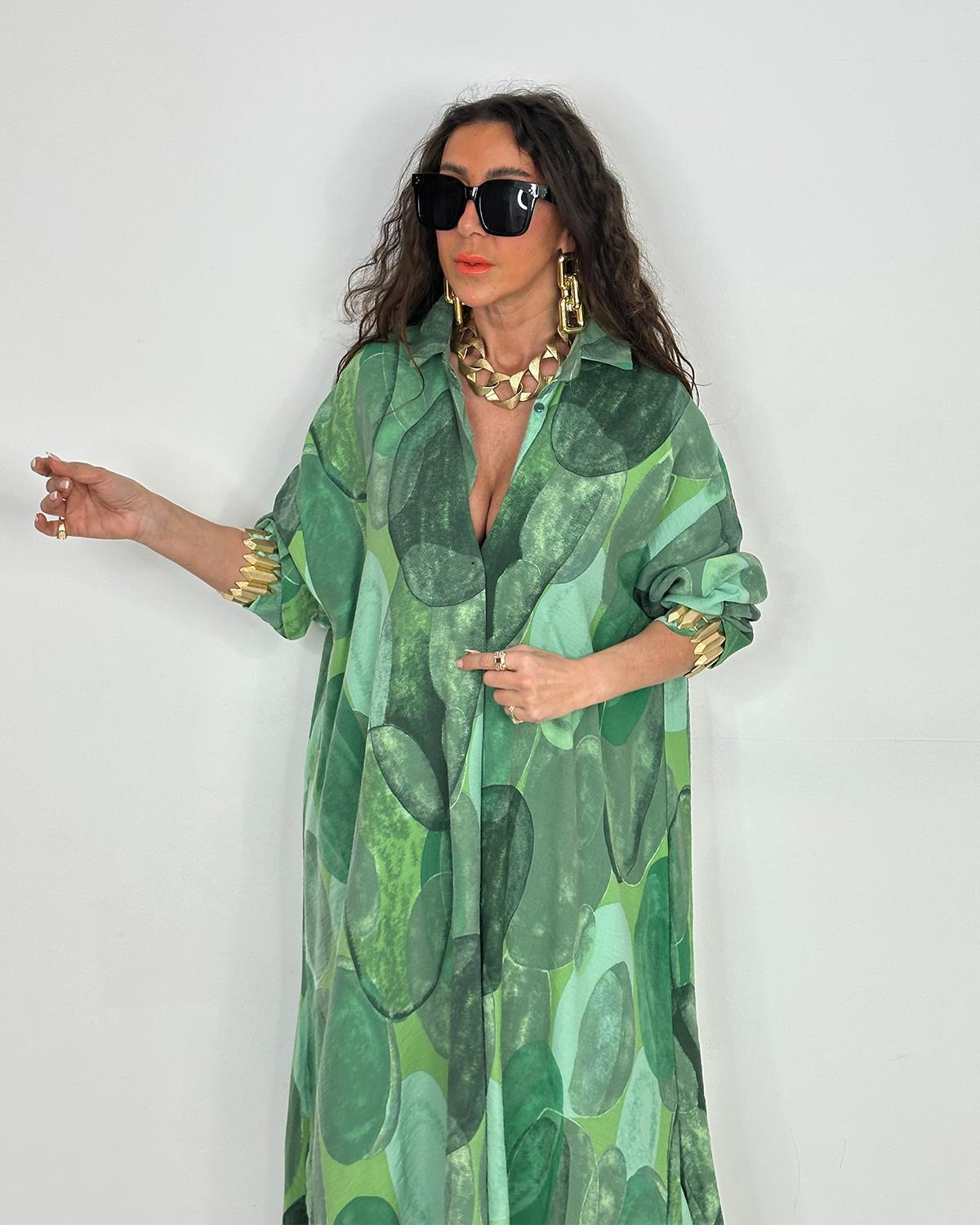 Elegant Print Button Longline Top Wide Leg Pants Set