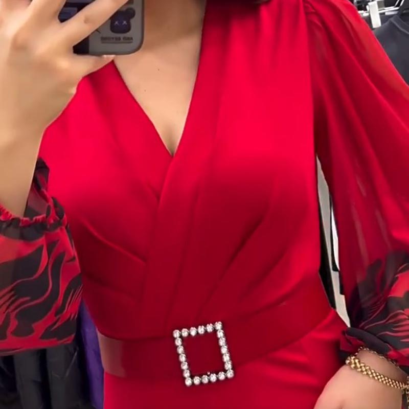 Elegant V-neck Slit Dress (Buy 2 Free Shipping)