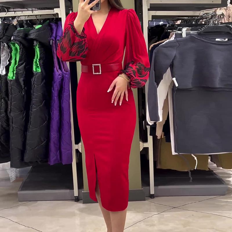 Elegant V-neck Slit Dress (Buy 2 Free Shipping)