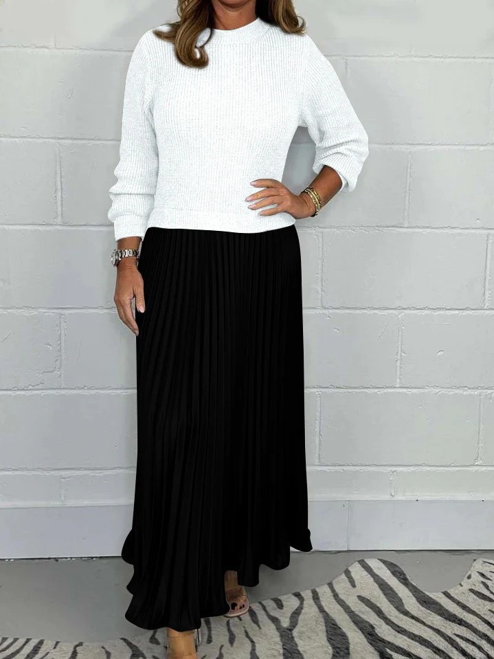 Long Sleeve Jumper & Pleated Bottom Dress (Buy 2 Free Shipping)