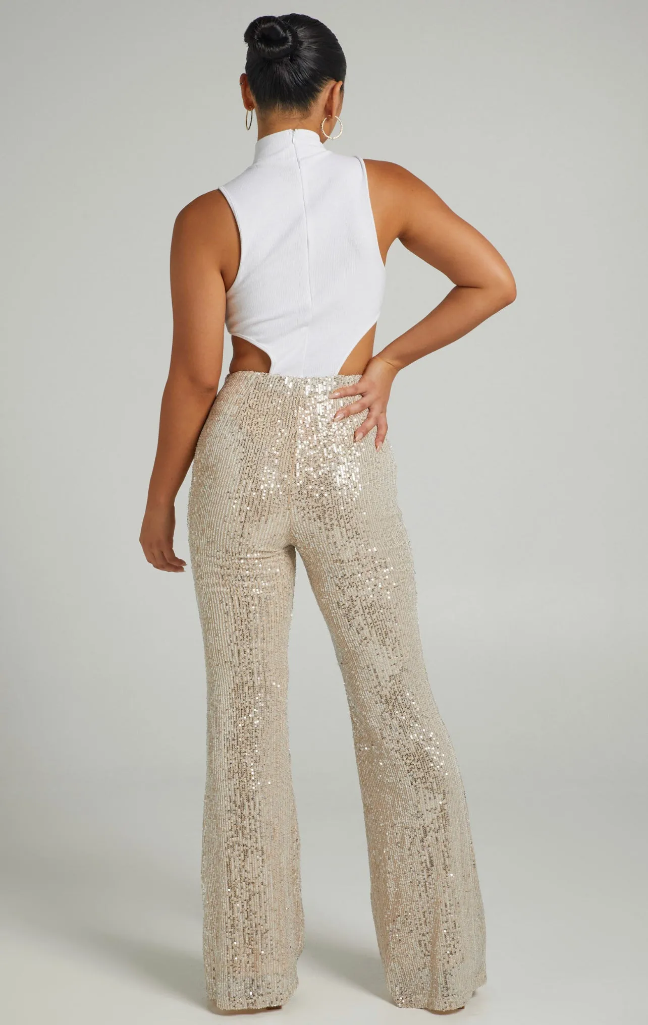 High Waist Sequin Flare Pants (Buy 2 Free Shipping)