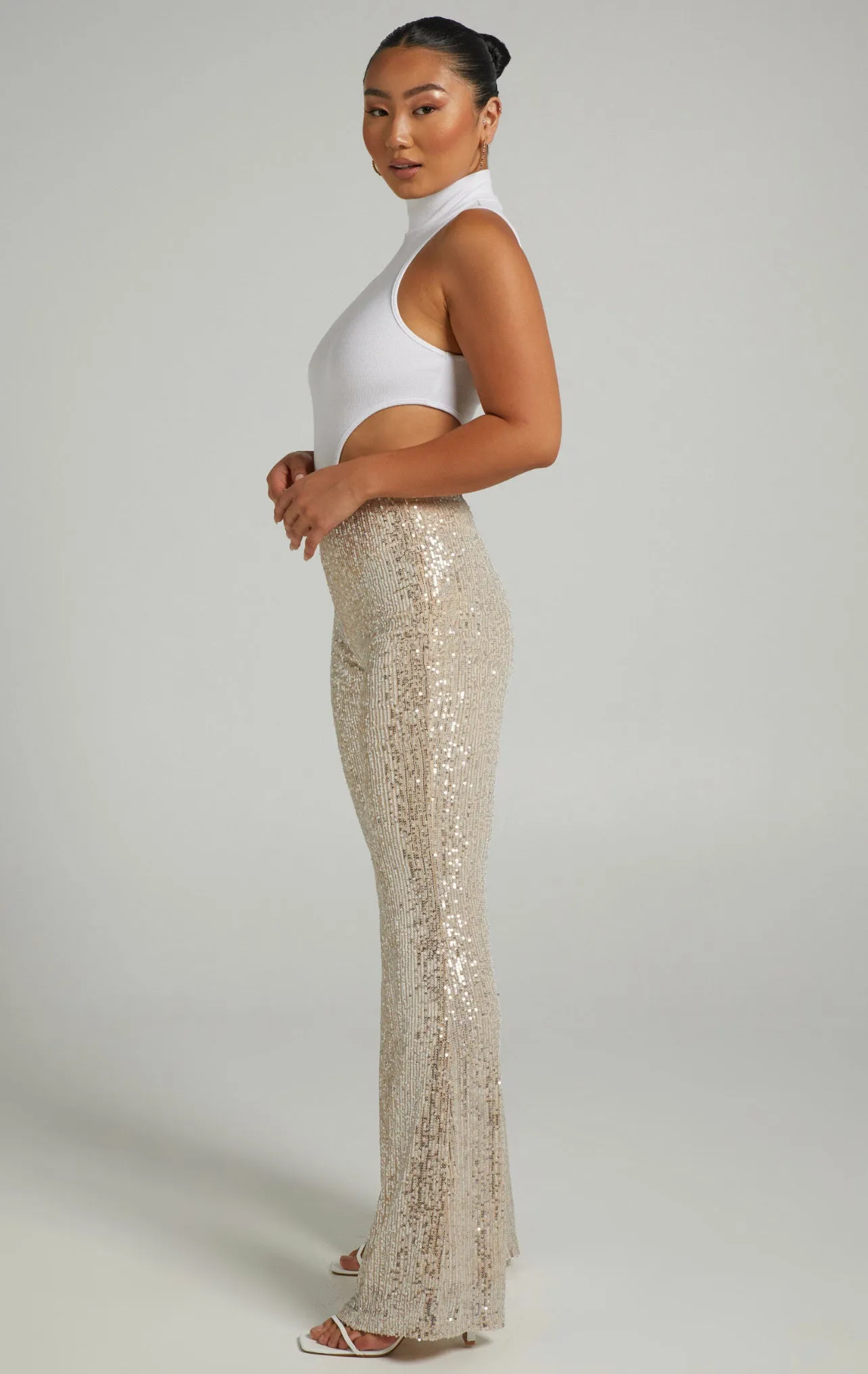 High Waist Sequin Flare Pants (Buy 2 Free Shipping)