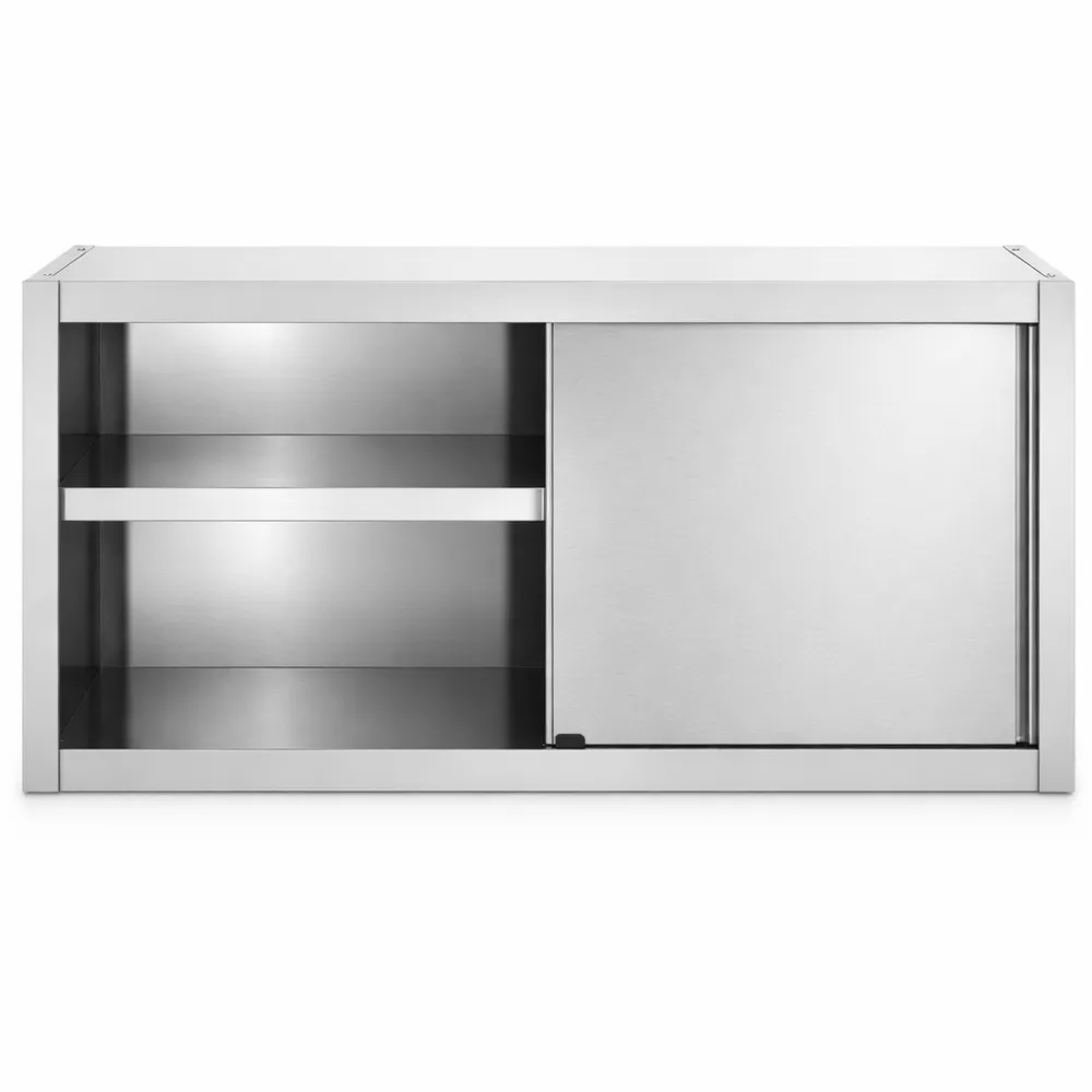 Armoire murale en acier inoxydable pour cuisine professionnelle, 3 niveaux avec portes coulissantes