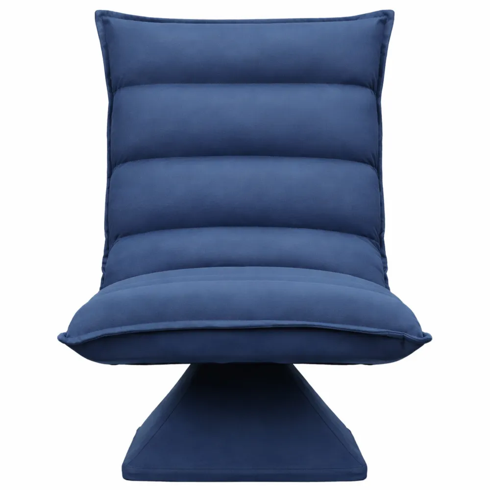 Fauteuil de sol pivotant 360° avec dossier inclinable en tissu bleu