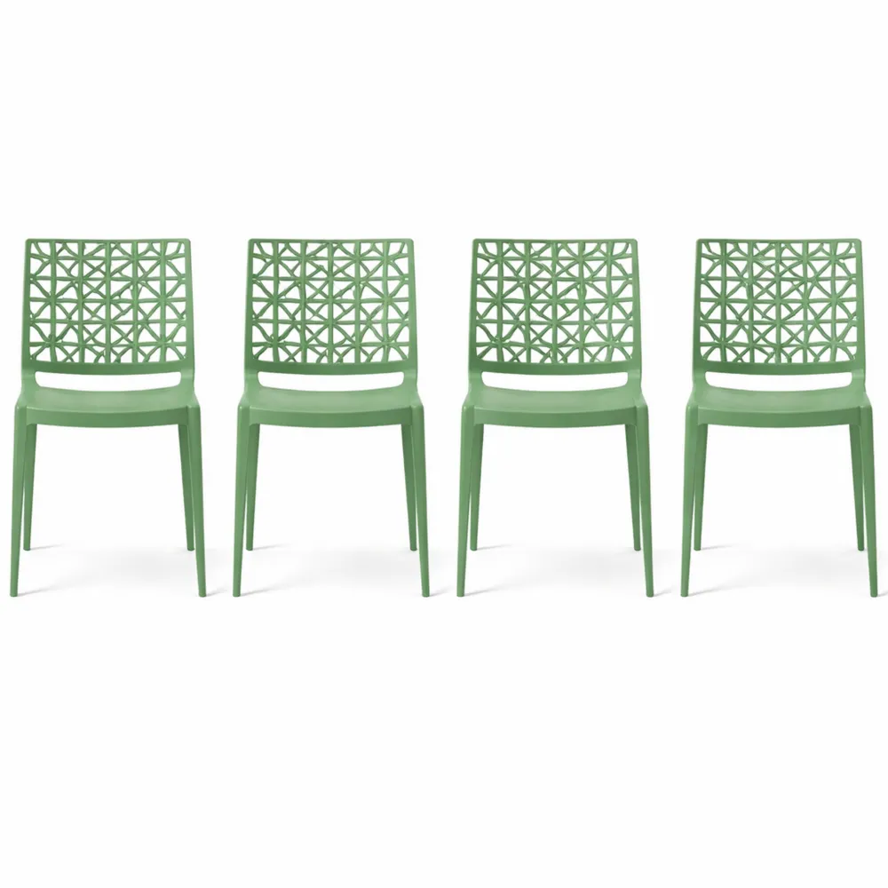 Chaises empilables en polypropylène pour intérieur et extérieur, design moderne et naturel