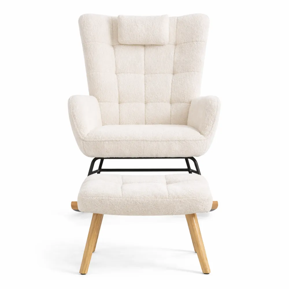 Chaise à bascule avec repose-pied réglable pour salon