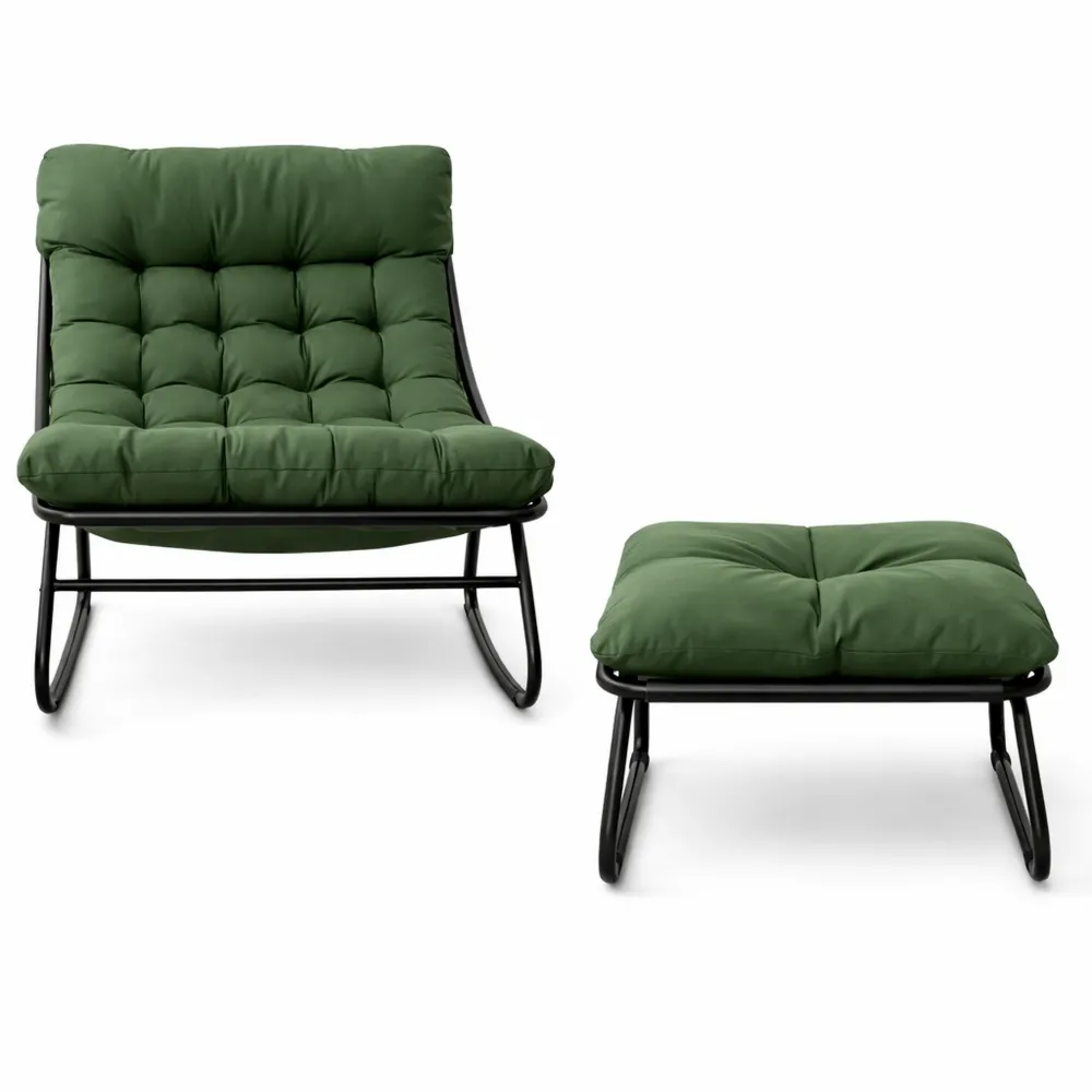 Chaise Œuf à Bascule avec Repose-Pieds - Capacité 150kg, Usage Intérieur et Extérieur