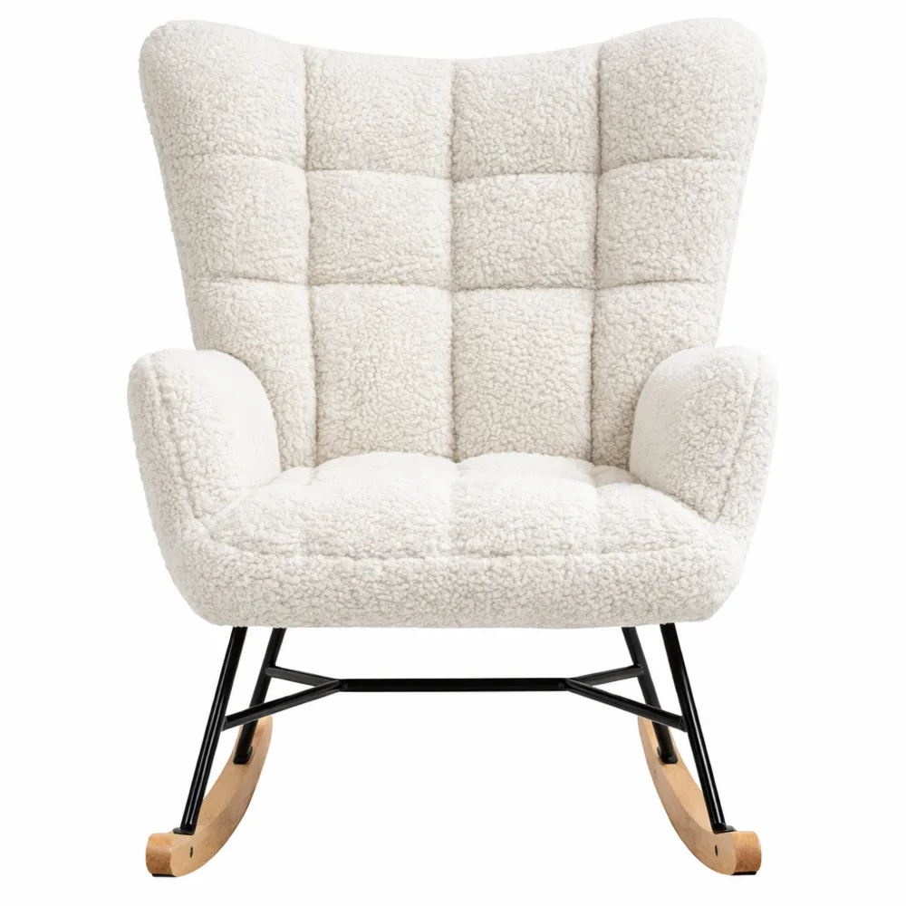 Fauteuil à bascule en velours confortable pour salon ou chambre