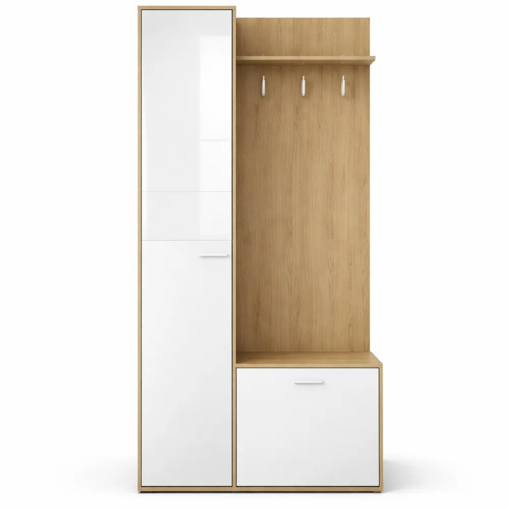 Meuble d'Entrée avec Rangement Chaussures et Miroir