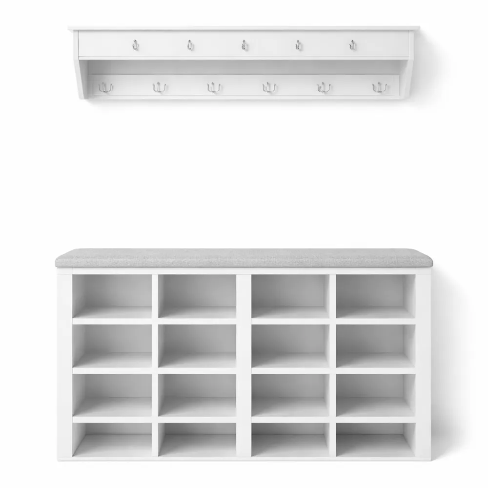 Meuble de Rangement Multifonctionnel pour Chaussures et Vêtements, avec Compartiments et Crochets, pour Entrée ou Chambre