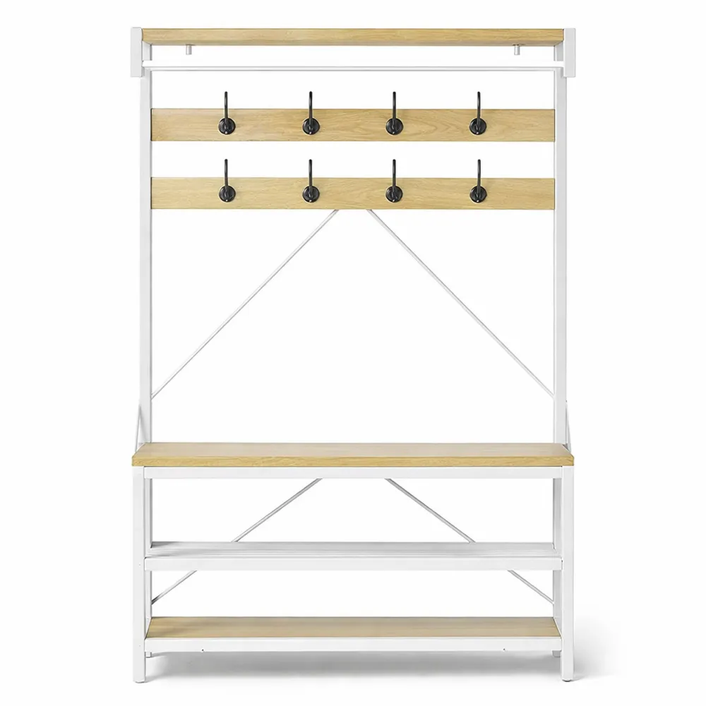 Meuble d'entrée industriel avec banc et rangement chaussures