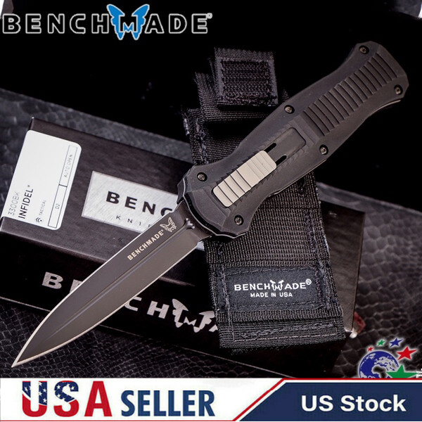 ⚡Last Day 70% OFF丨Benchmade 3300BK Infidel OTF Automatic Knife - Black/White D2 Plain Edge