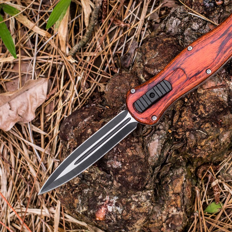⚡Last Day 70% OFF丨Butterfly 3300BK Infidel OTF Automatic Knife - Black/White D2 Plain Edge