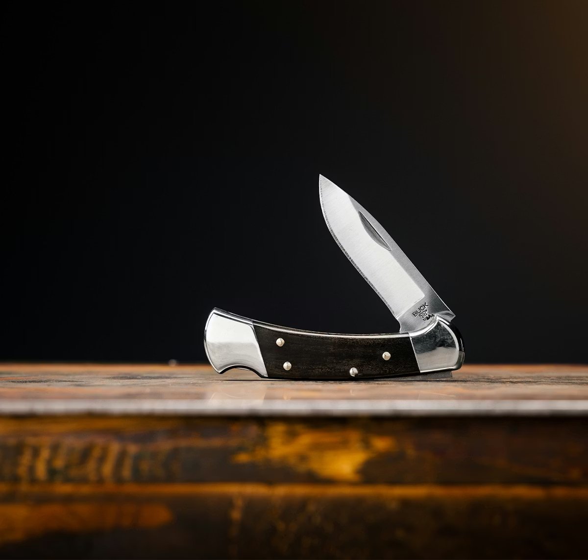 Bk 110 Folding Hunter Collection: 420HC & MagnaCut Steel Blades with Genuine Ebony & Brass/Nickel Silver Handles
