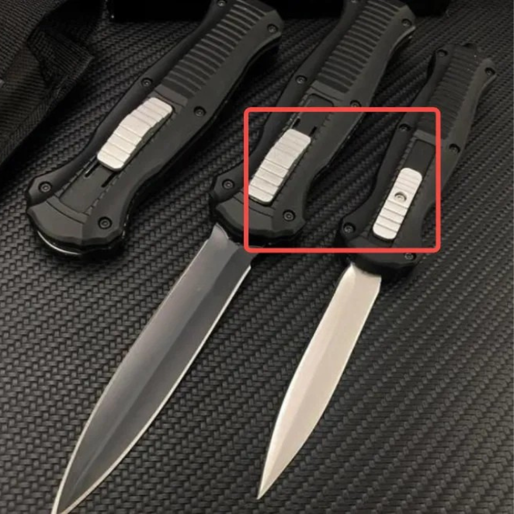 ⚡Last Day 70% OFF丨Butterfly 3300BK Infidel OTF Automatic Knife - Black/White D2 Plain Edge