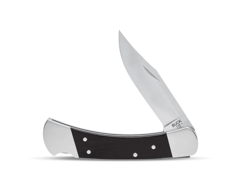 Bk 110 Folding Hunter Collection: 420HC & MagnaCut Steel Blades with Genuine Ebony & Brass/Nickel Silver Handles