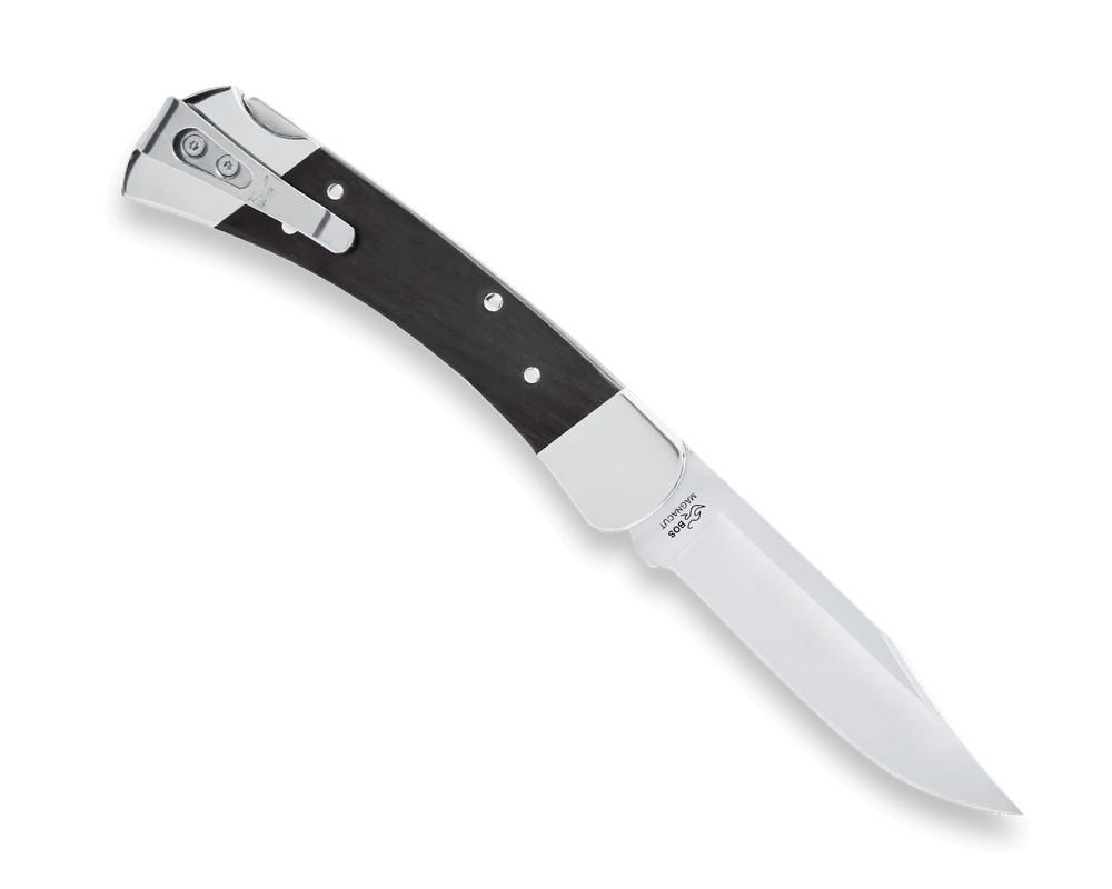 Bk 110 Folding Hunter Collection: 420HC & MagnaCut Steel Blades with Genuine Ebony & Brass/Nickel Silver Handles