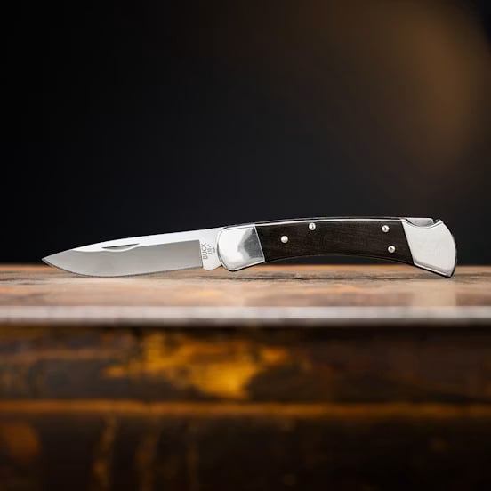 Bk 110 Folding Hunter Collection: 420HC & MagnaCut Steel Blades with Genuine Ebony & Brass/Nickel Silver Handles