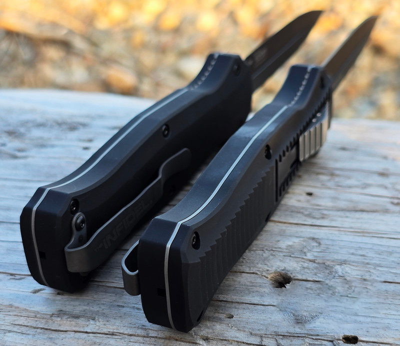 ⚡Last Day 70% OFF丨Butterfly 3300BK Infidel OTF Automatic Knife - Black/White D2 Plain Edge