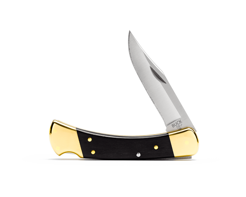Bk 110 Folding Hunter Collection: 420HC & MagnaCut Steel Blades with Genuine Ebony & Brass/Nickel Silver Handles