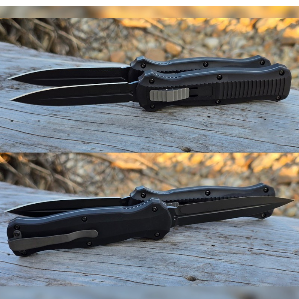 ⚡Last Day 70% OFF丨Butterfly 3300BK Infidel OTF Automatic Knife - Black/White D2 Plain Edge