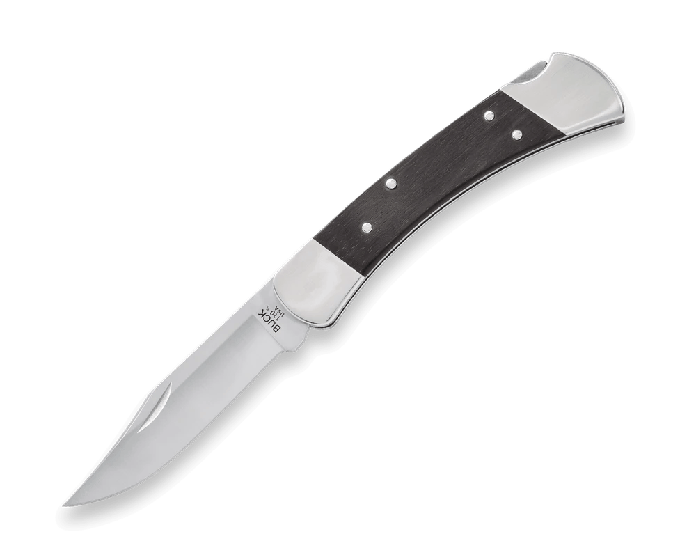 Bk 110 Folding Hunter Collection: 420HC & MagnaCut Steel Blades with Genuine Ebony & Brass/Nickel Silver Handles