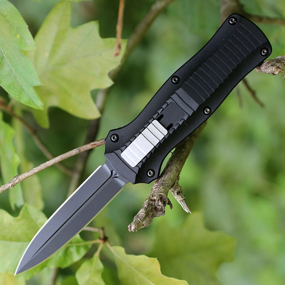 ⚡Last Day 70% OFF丨Butterfly 3300BK Infidel OTF Automatic Knife - Black/White D2 Plain Edge