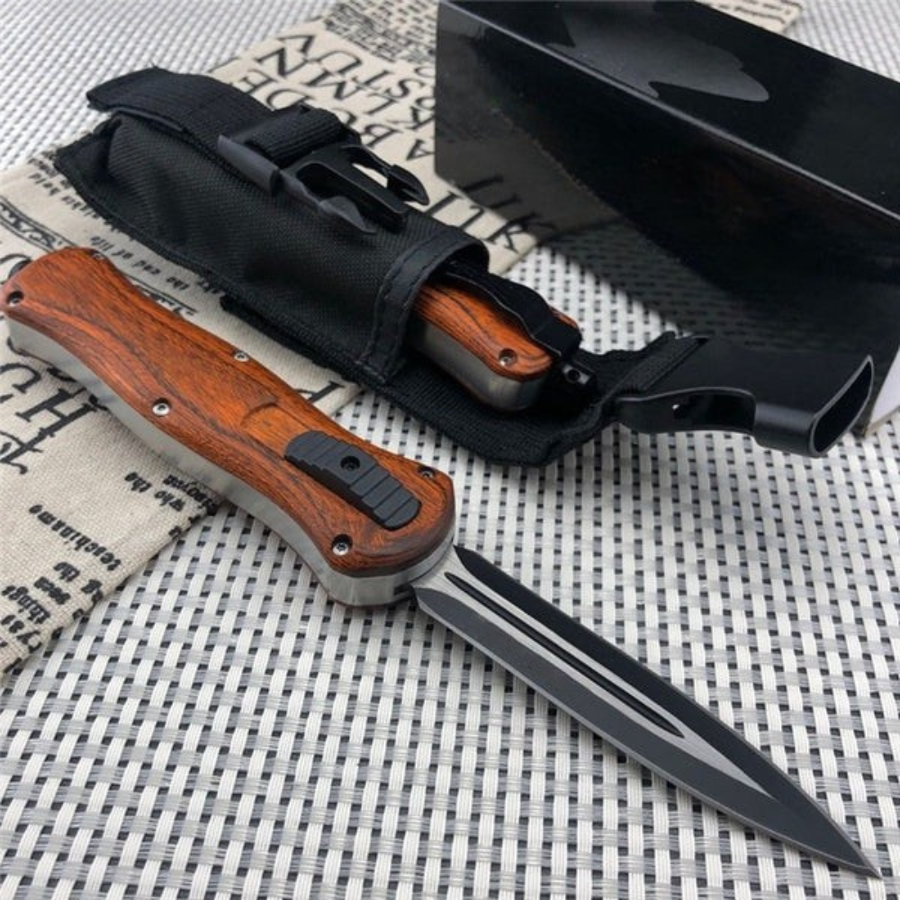 ⚡Last Day 70% OFF丨Butterfly 3300BK Infidel OTF Automatic Knife - Black/White D2 Plain Edge