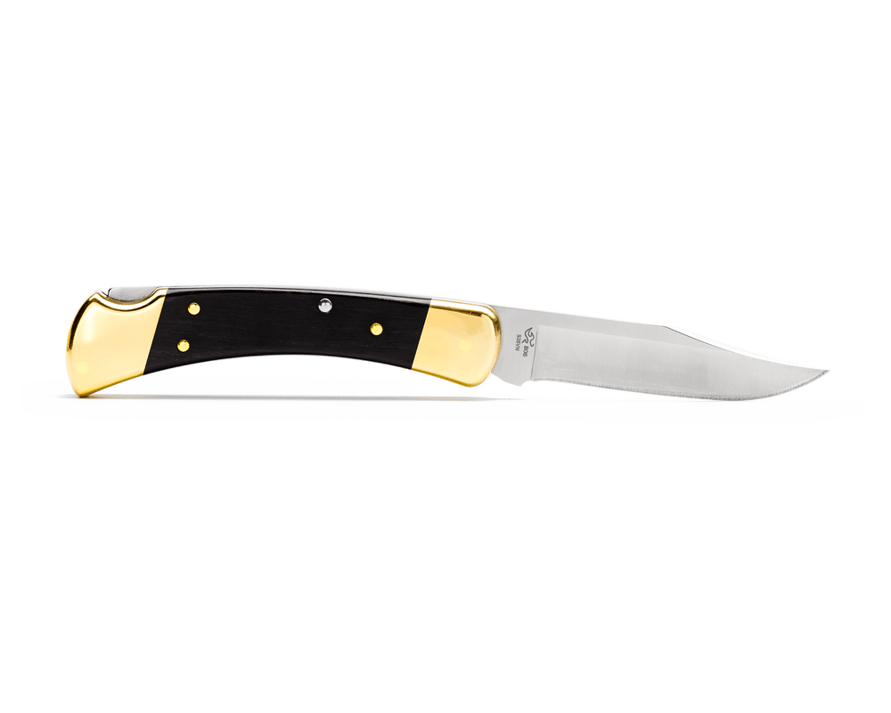 Bk 110 Folding Hunter Collection: 420HC & MagnaCut Steel Blades with Genuine Ebony & Brass/Nickel Silver Handles