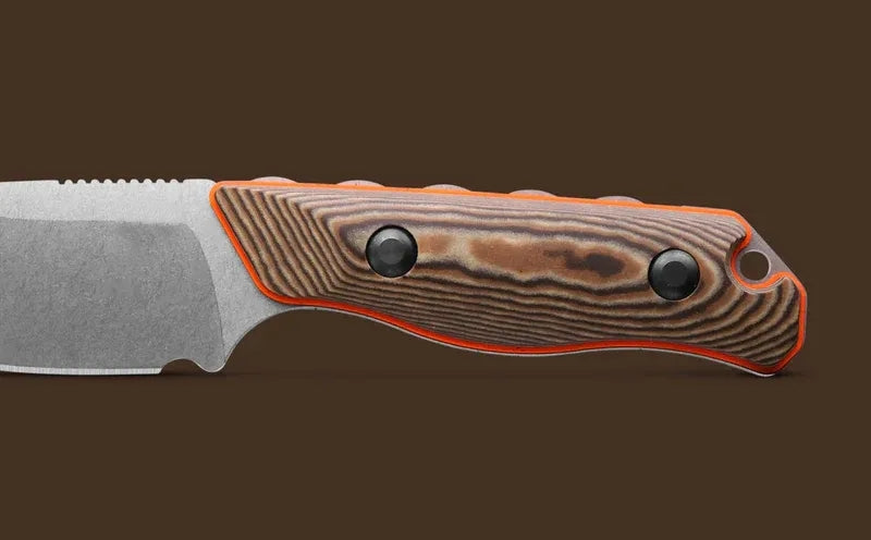 Richlite handle with orange G10 base layer