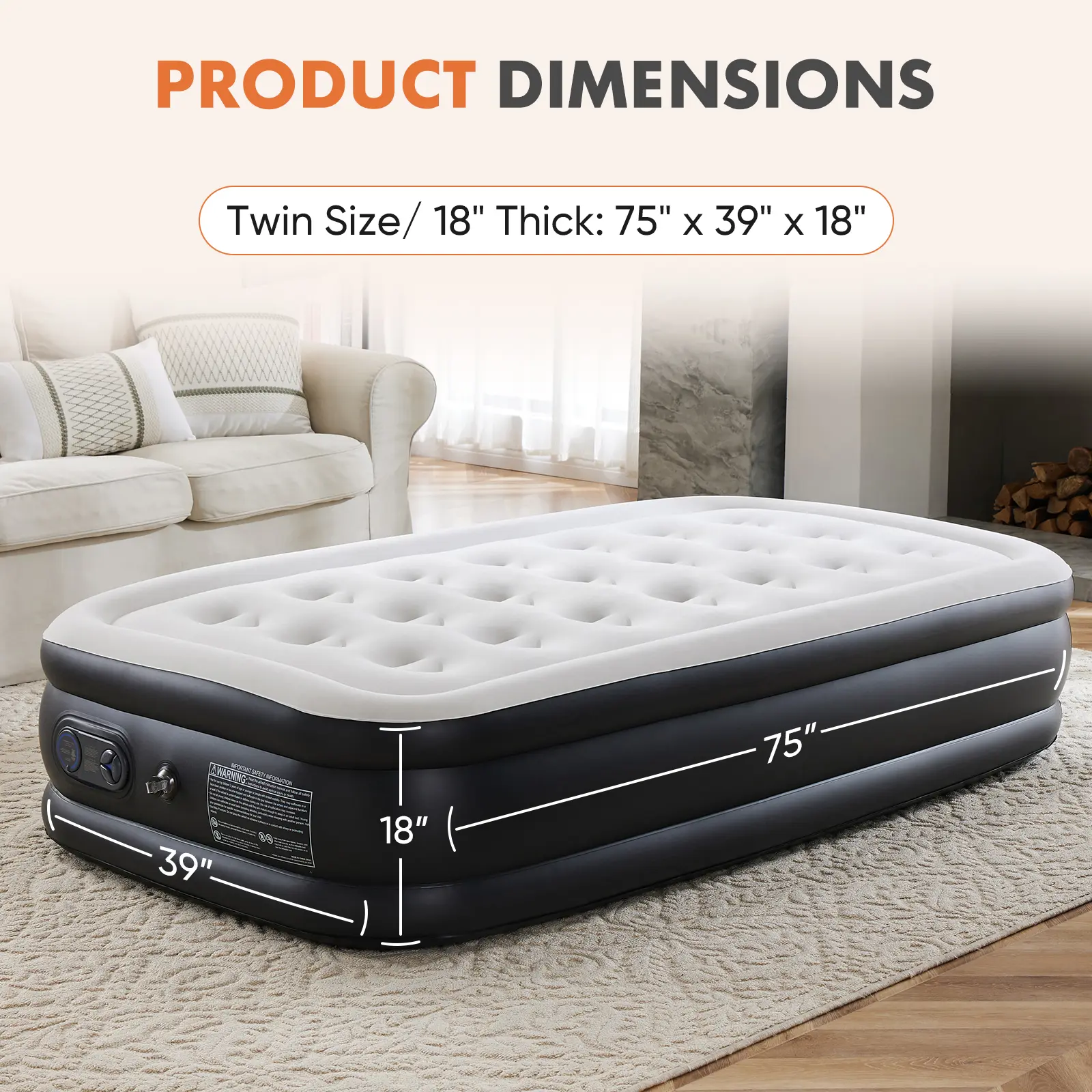 Inflatable Mattress Airbed with Built-in High Capacity Pump, Double Height, Non-Slip Bottom Design, Weight Capacity 660 lbs Air Bed for Home, Camping