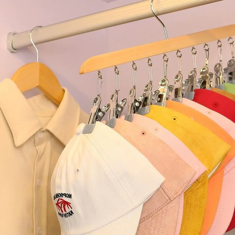 Legging Hanger for Closet Organizer with 10 Clips ,2 Pack Wooden Yoga Pants Hanger Holds 20 Leggings, Space Saving Hanging Closet Organizer w/Rubber Coated Closet Organizers and Storage,Clothes Hanger with Clips for Bra,Belt,Sock,Hat Hanging Organization