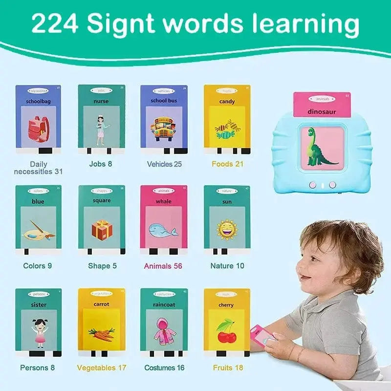Talking Flash Cards for Toddlers - 224 Sight Words Interactive Educational Toy for Kids Ages 2-8 - Perfect for Children’s Day & Summer Holidays Learning Vocabulary Interaction Outdoorfun