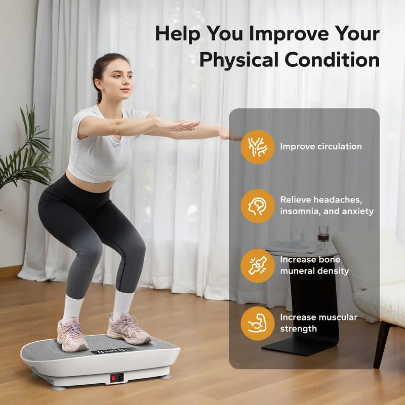 Vibration Plate Exercise Machine with Lymphatic Drainage Feature Compact Design for Full Body Workout Max User Weight 400LBS Home Gym Equipment