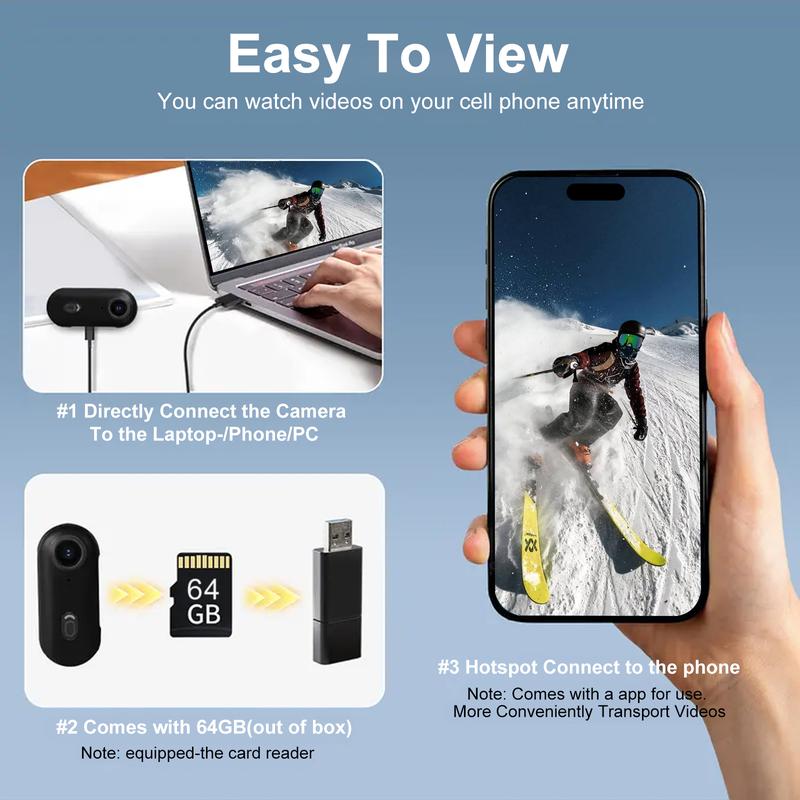 NUISK 4K Mini Body Camera with 110° Wide Angle IPX7 Waterproof 128GB Storage Wi-Fi App Control for Work Travel Fishing Pet Walking 4K/30fps Resolution