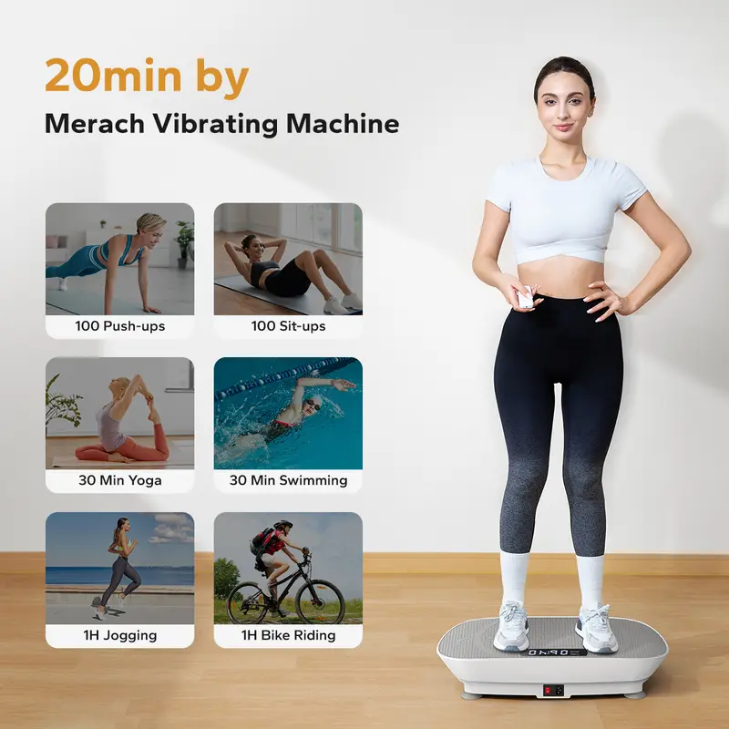 Vibration Plate Exercise Machine with Lymphatic Drainage Feature Compact Design for Full Body Workout Max User Weight 400LBS Home Gym Equipment