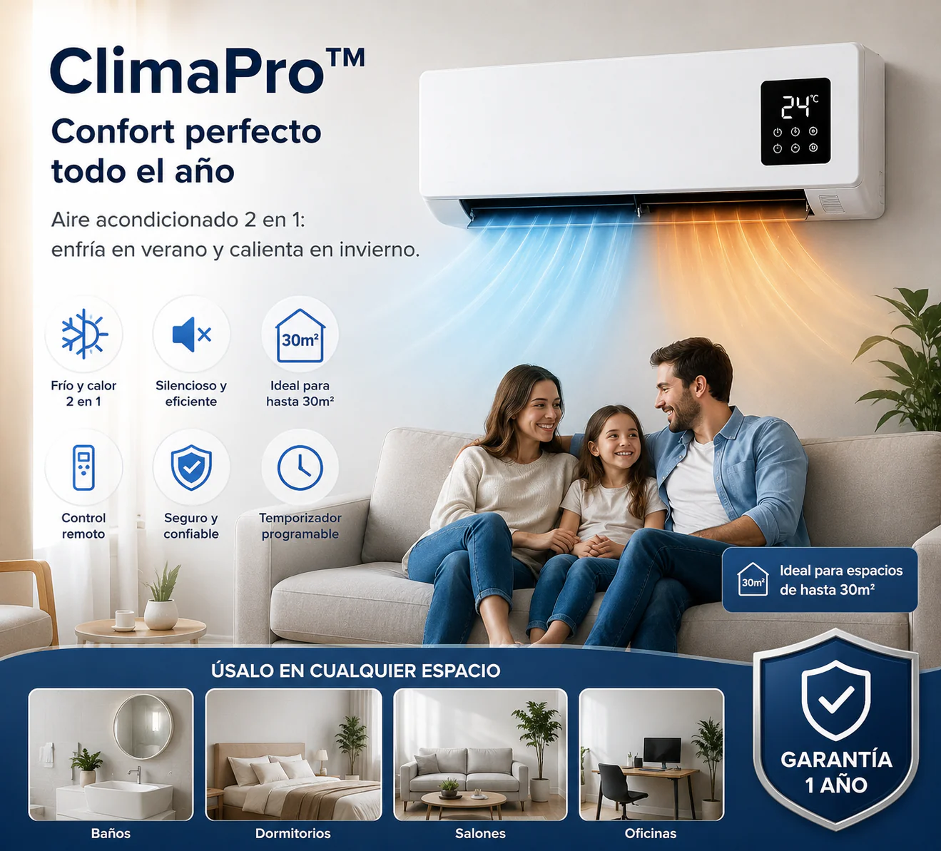 Climatizador mural frio y calor